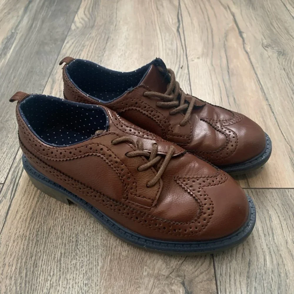 CARTER'S‎ BROWN VEGAN LEATHER LACE UP OXFORDS SIZE 13-NICE!